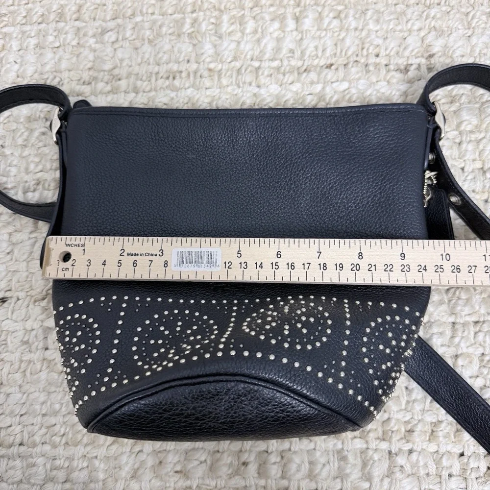 Coach Bleecker Mini Duffle Black Pebbled Leather‎ Studded Crossbody Bag Boho - Picture 9 of 11